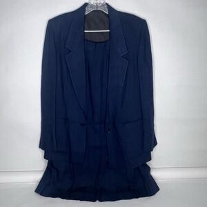 Vintage diBenedetto Women's Navy‎ Blue Skirt Suit Midi Pleated Made In USA